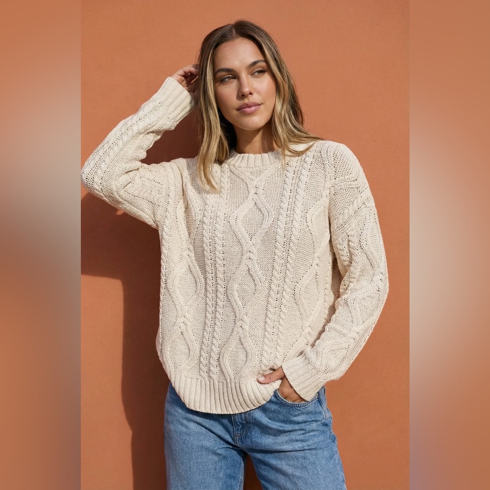 AUTOMET women’s Chunky Cable Knit Warm Sweater sz M ✨